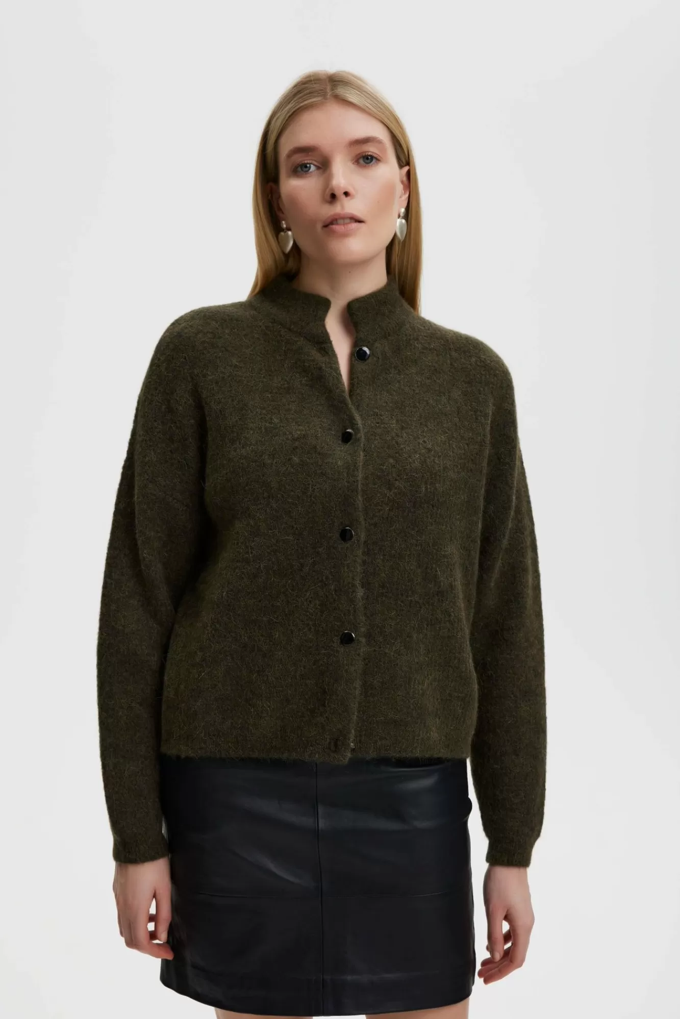 Gestuz Gensere & Cardigans>Alphagz Cardigan Dark Olive Melange