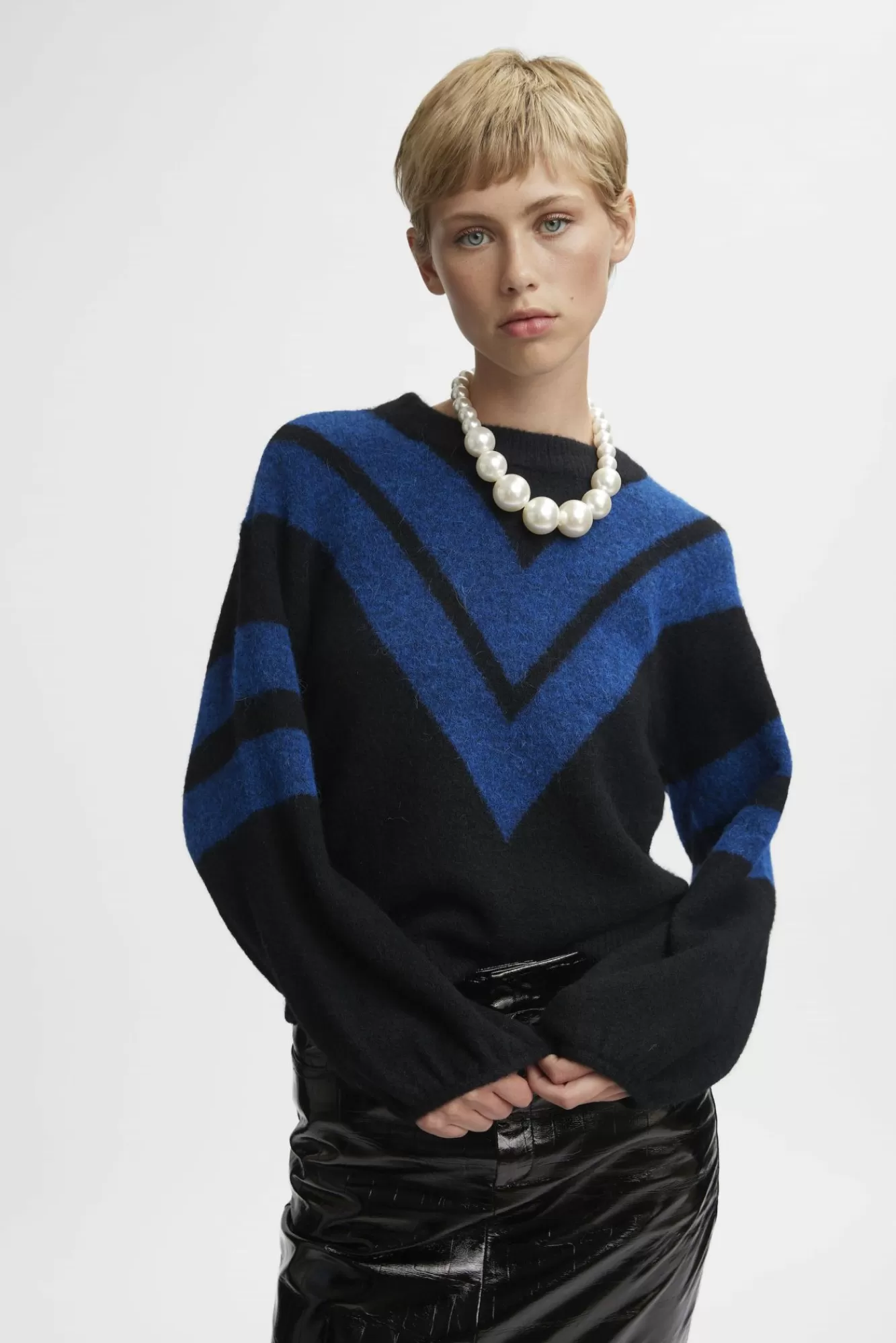 Gestuz Gensere & Cardigans>Alphagz Genser Black Directoire Blue Stripe