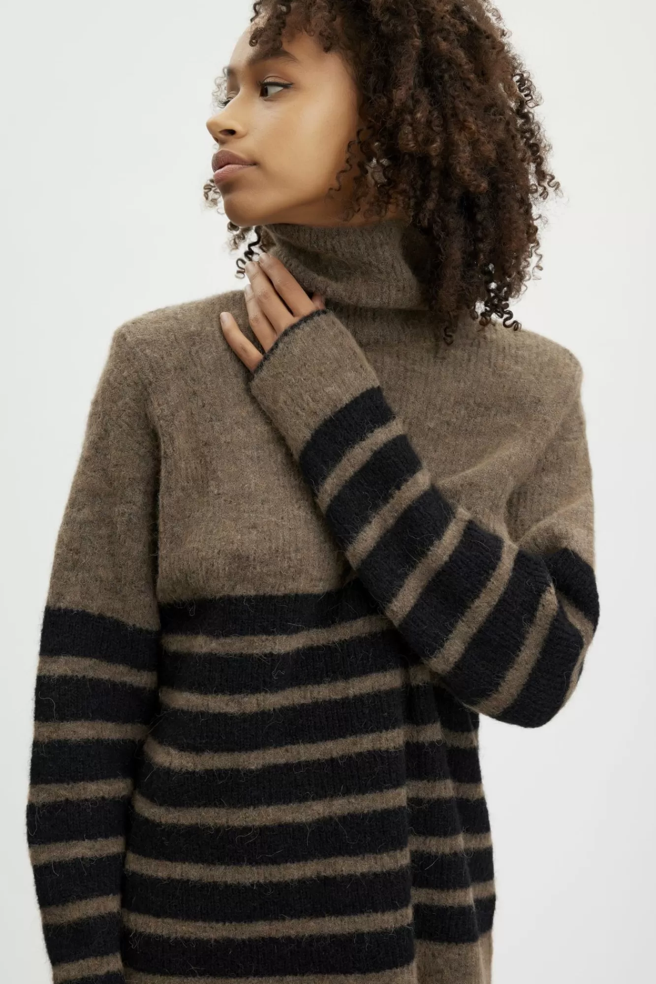 Gestuz Gensere & Cardigans>Alphagz Genser Dark Sand/Black Stripe