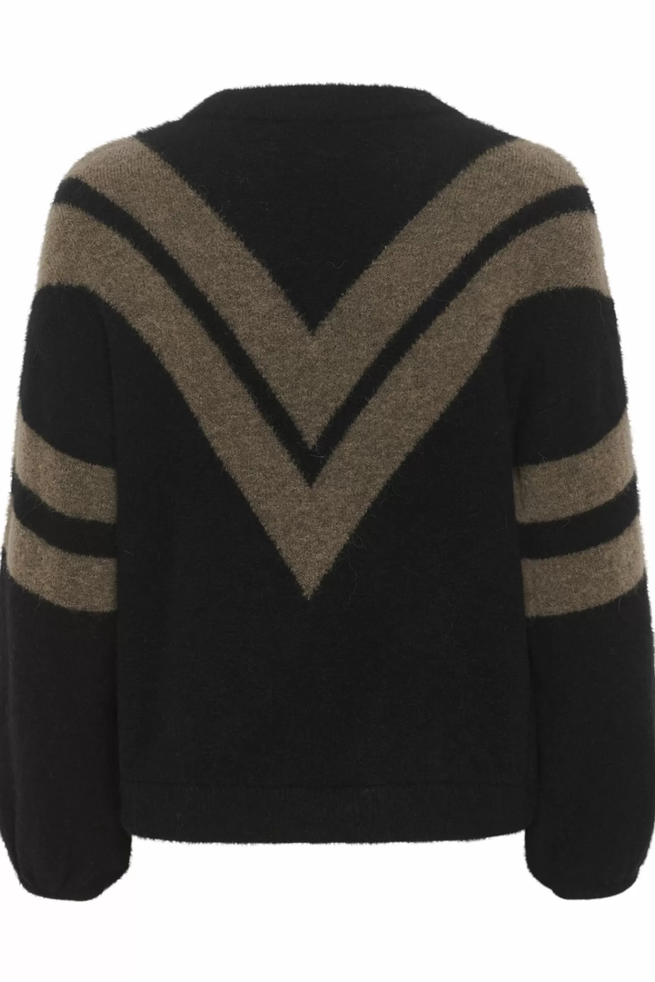 Gestuz Gensere & Cardigans>Alphagz Genser Black/Dark Sand Stripe