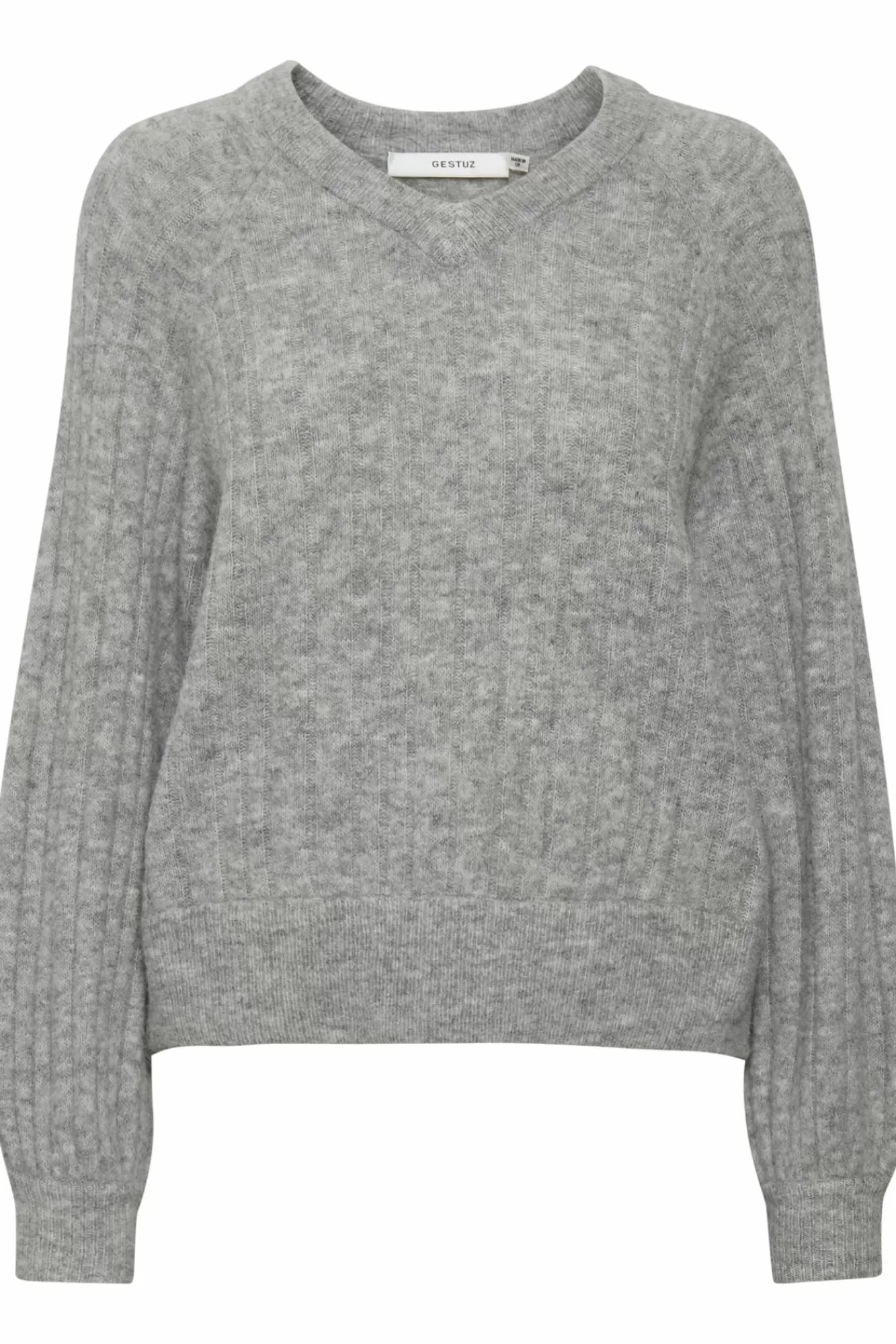 Gestuz Gensere & Cardigans>Alphagz R Strikket Pullover High-Rise Grey Melange