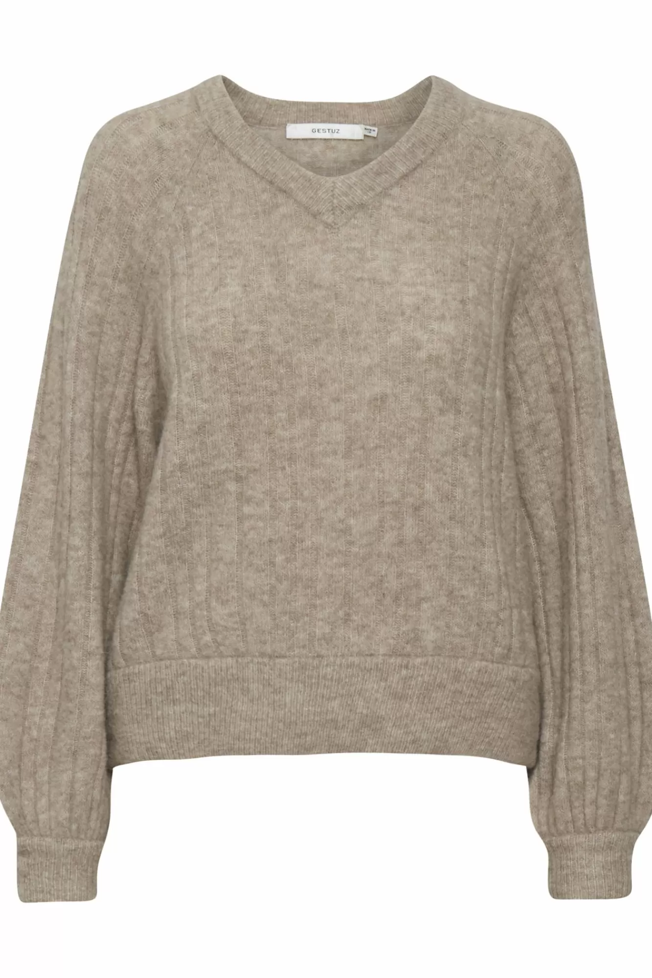 Gestuz Gensere & Cardigans>Alphagz R Strikket Pullover Warm Sand Melange