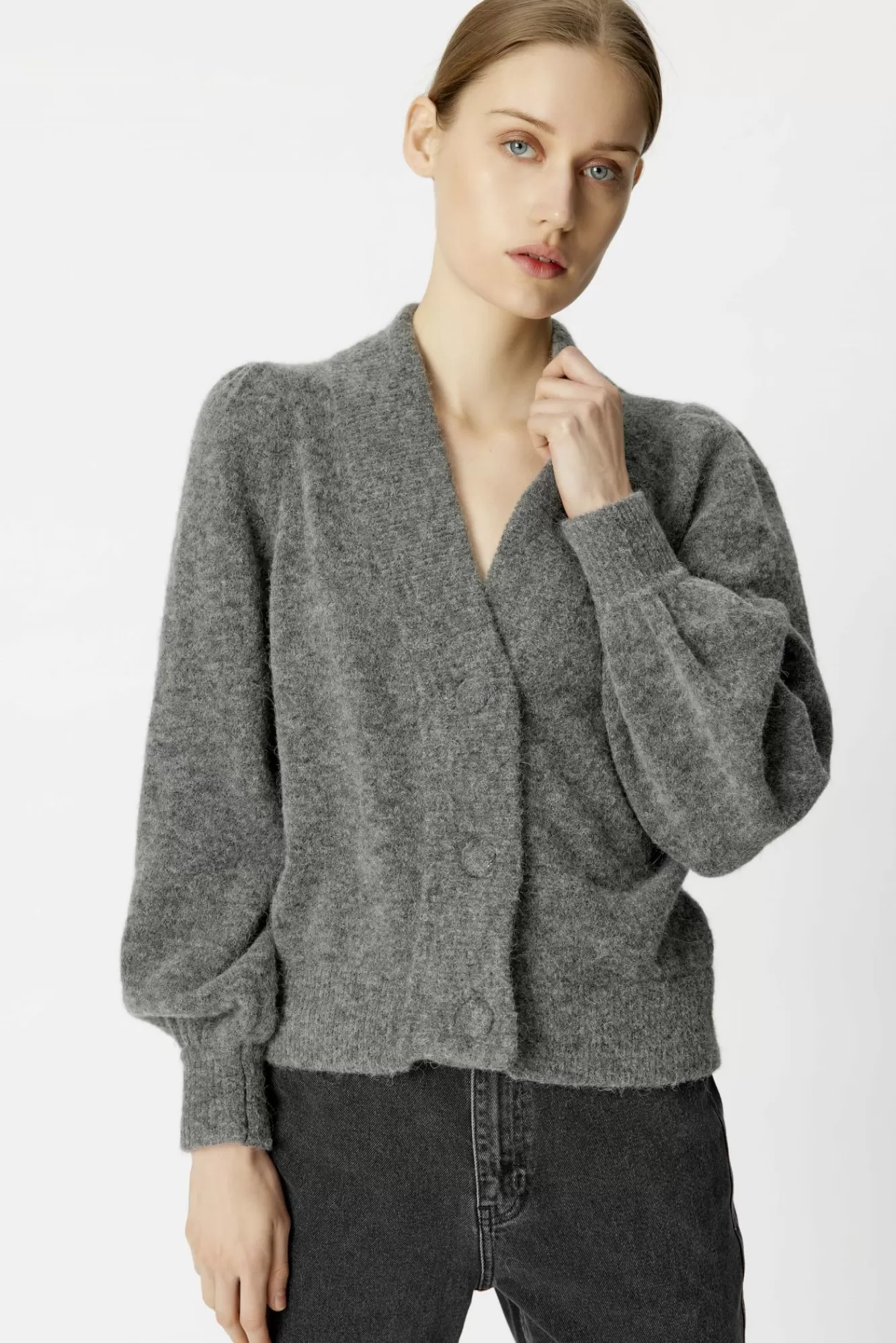 Gestuz Gensere & Cardigans>Alphagz Strikket Cardigan Dark Slate Melange