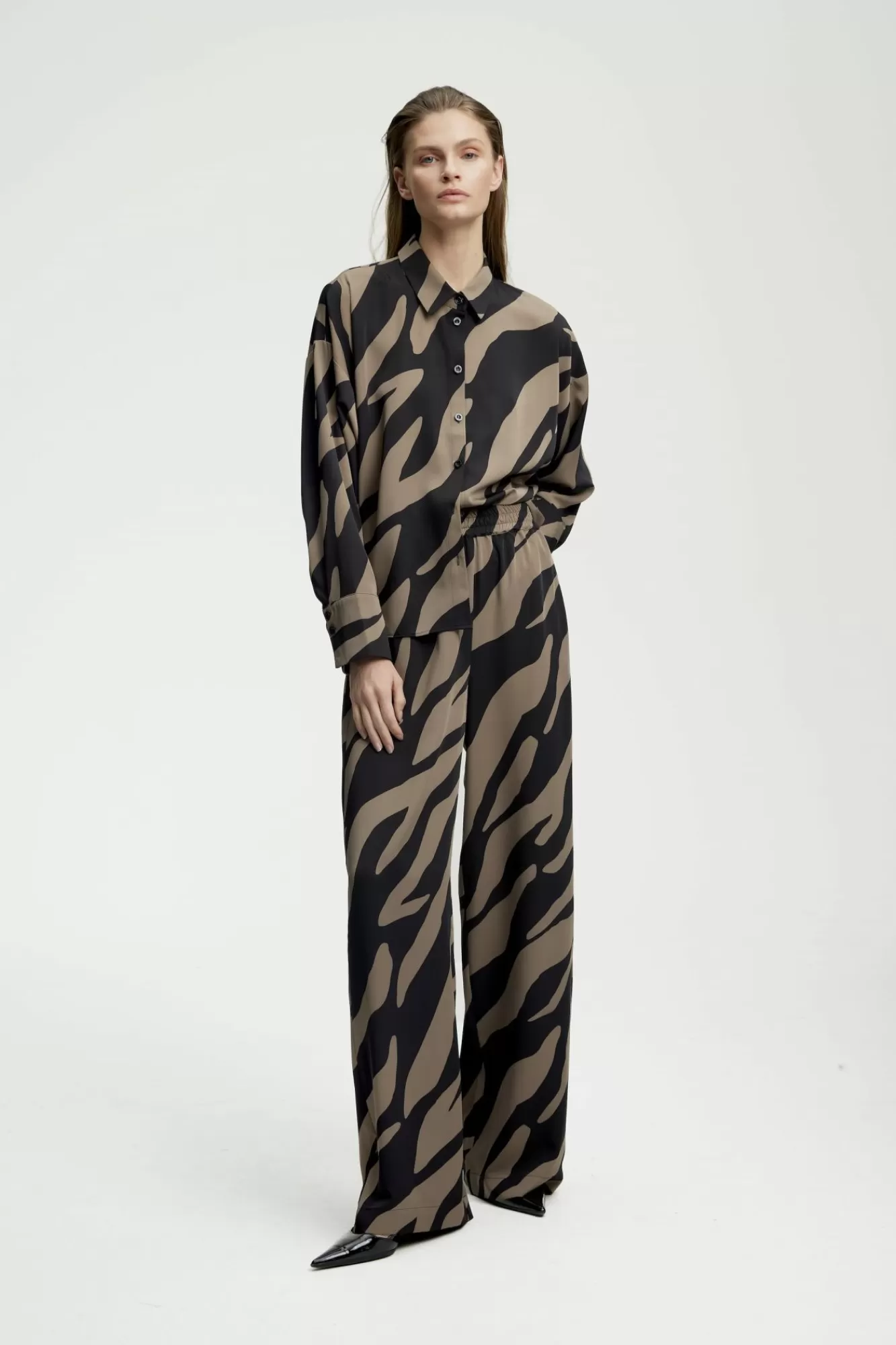 Gestuz Bukser>Bothildegz Pants Casual Maxi Zebra Black/Walnut