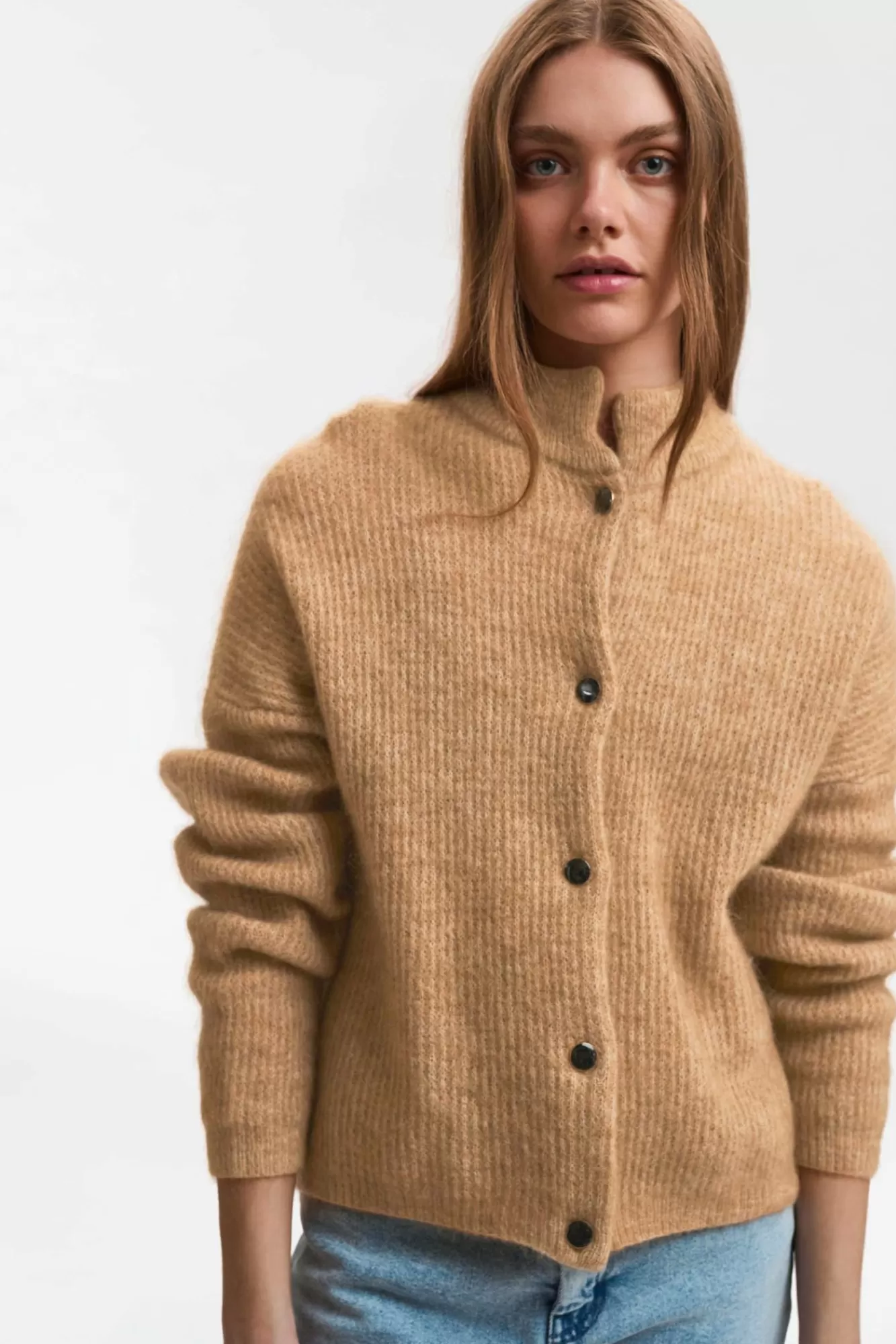 Gestuz Gensere & Cardigans>Debbiegz Mohair Cardigan Camel Melange