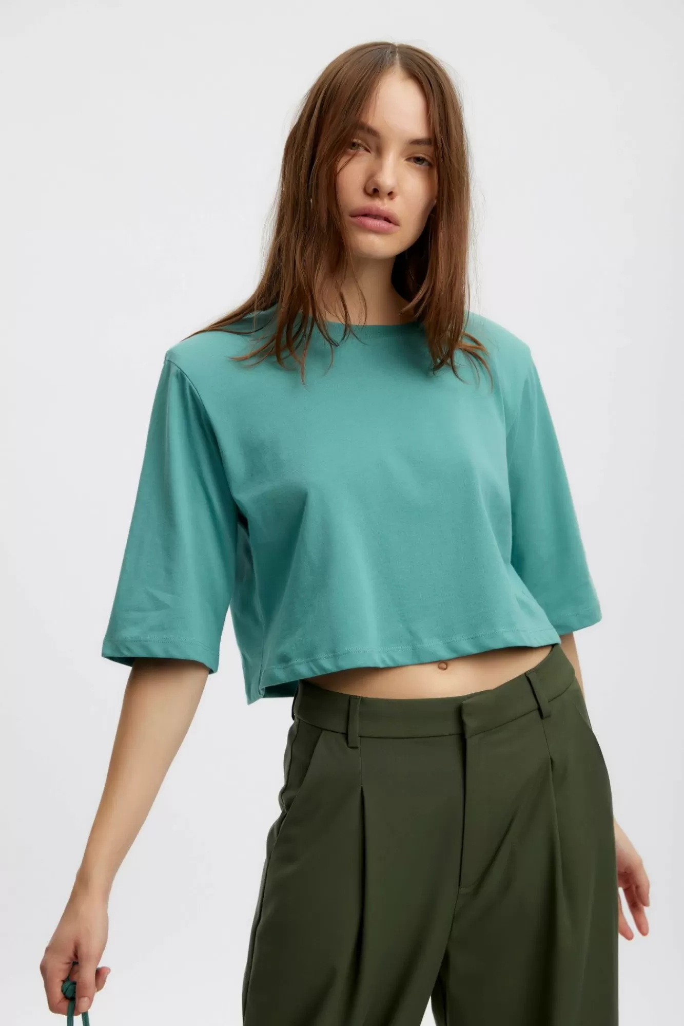 Gestuz Topper & T-Shirts>Jorygz Cropped T-Shirt Teal