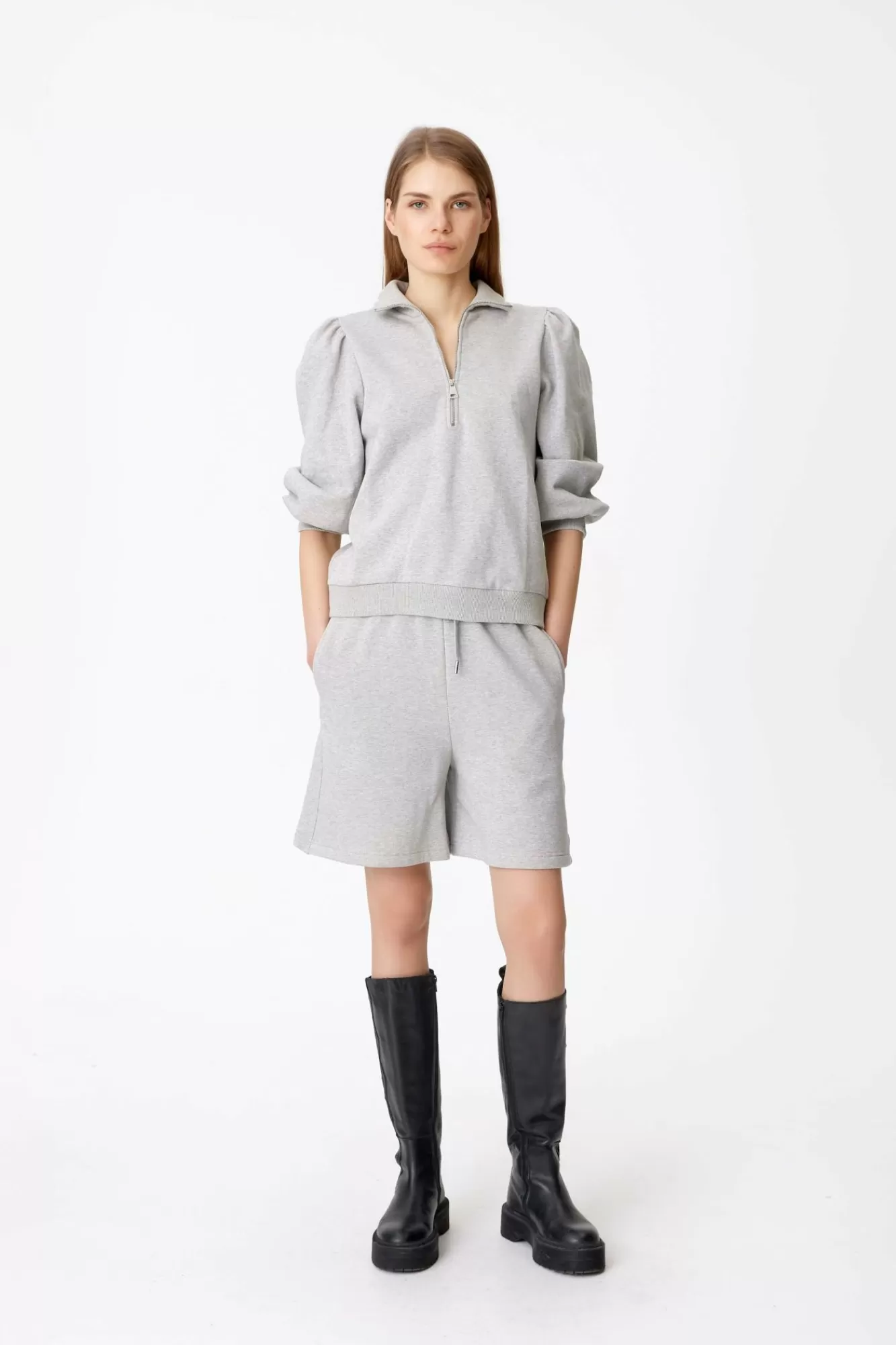 Gestuz Shorts>Nankitagz Hw Shorts Light Grey Melange