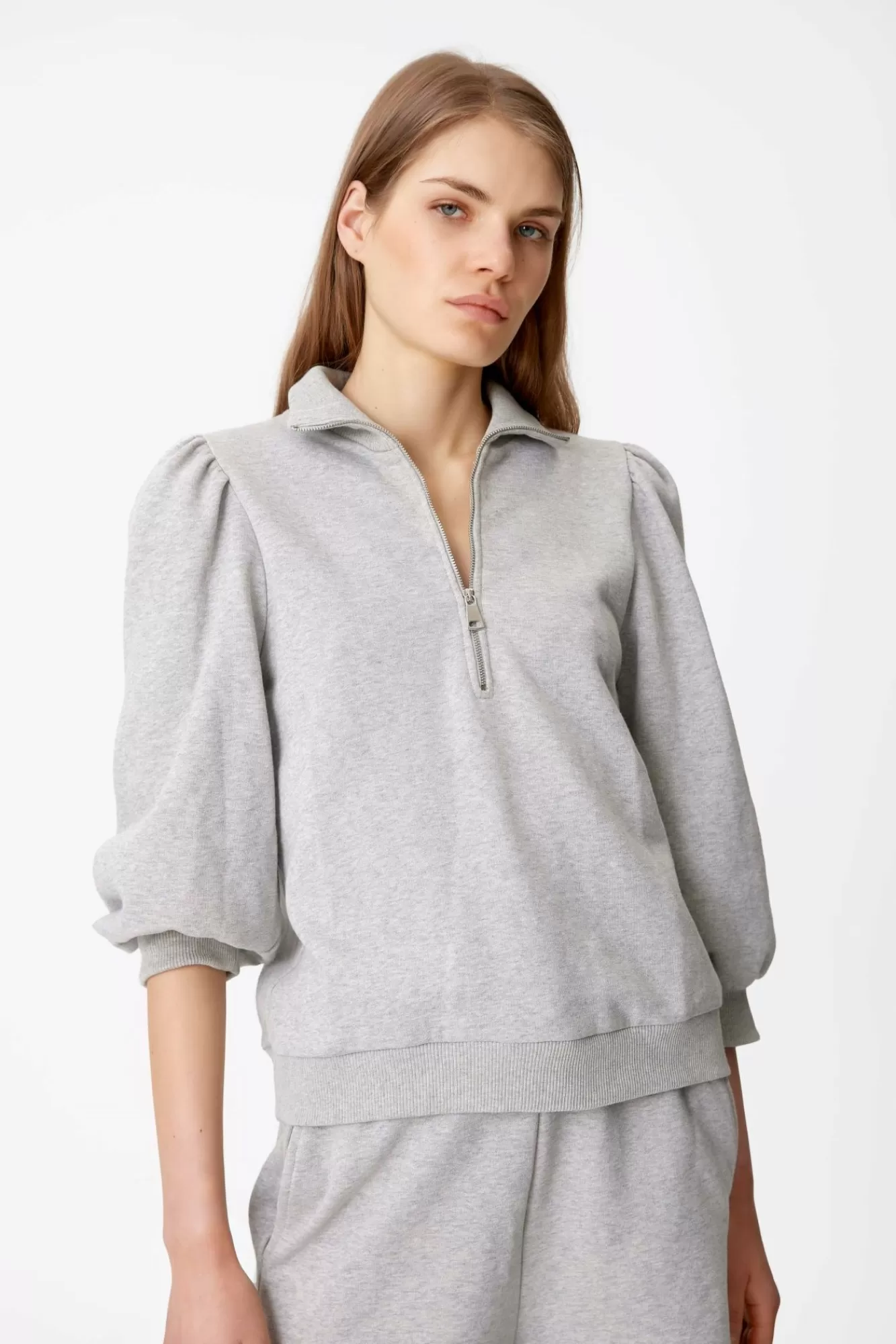 Gestuz Skjorter & Bluser>Nankitagz Ss Sweatshirt Light Grey Melange